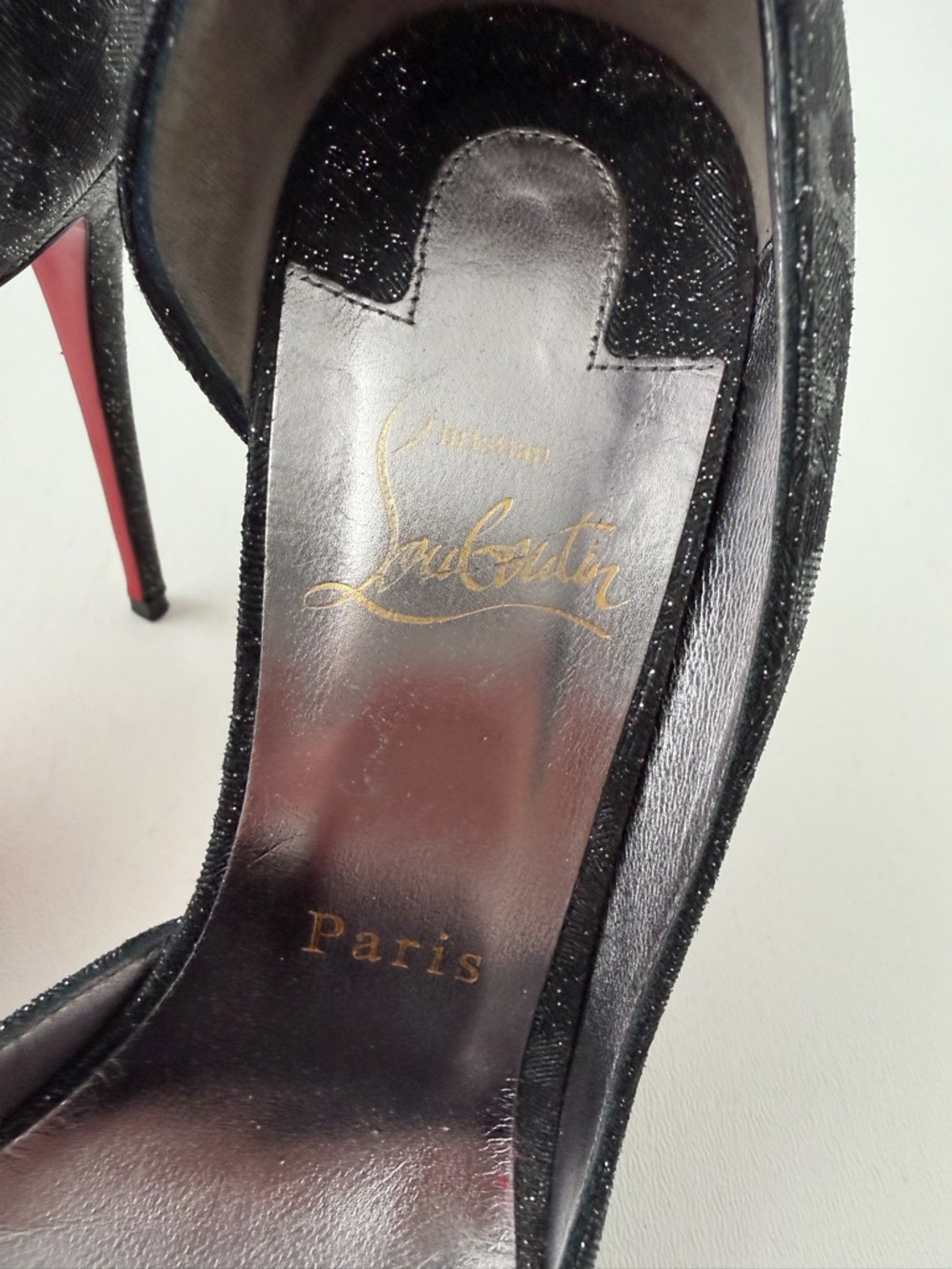 CHRISTIAN LOUBOUTIN || Iriza 100 Flintstar Glitter D’Orsay Heels EU 37.5 - Picture 10 of 14